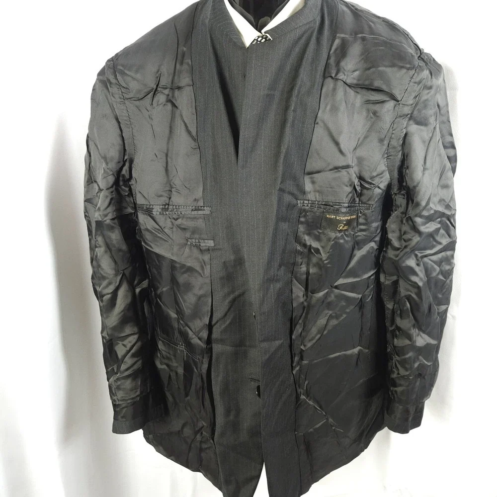 1‎ Hart Schaffner Marx Men's Gray Pinstripe Wool Sport Coat 44Rr